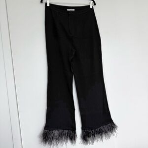 Black Feather Trim Pants